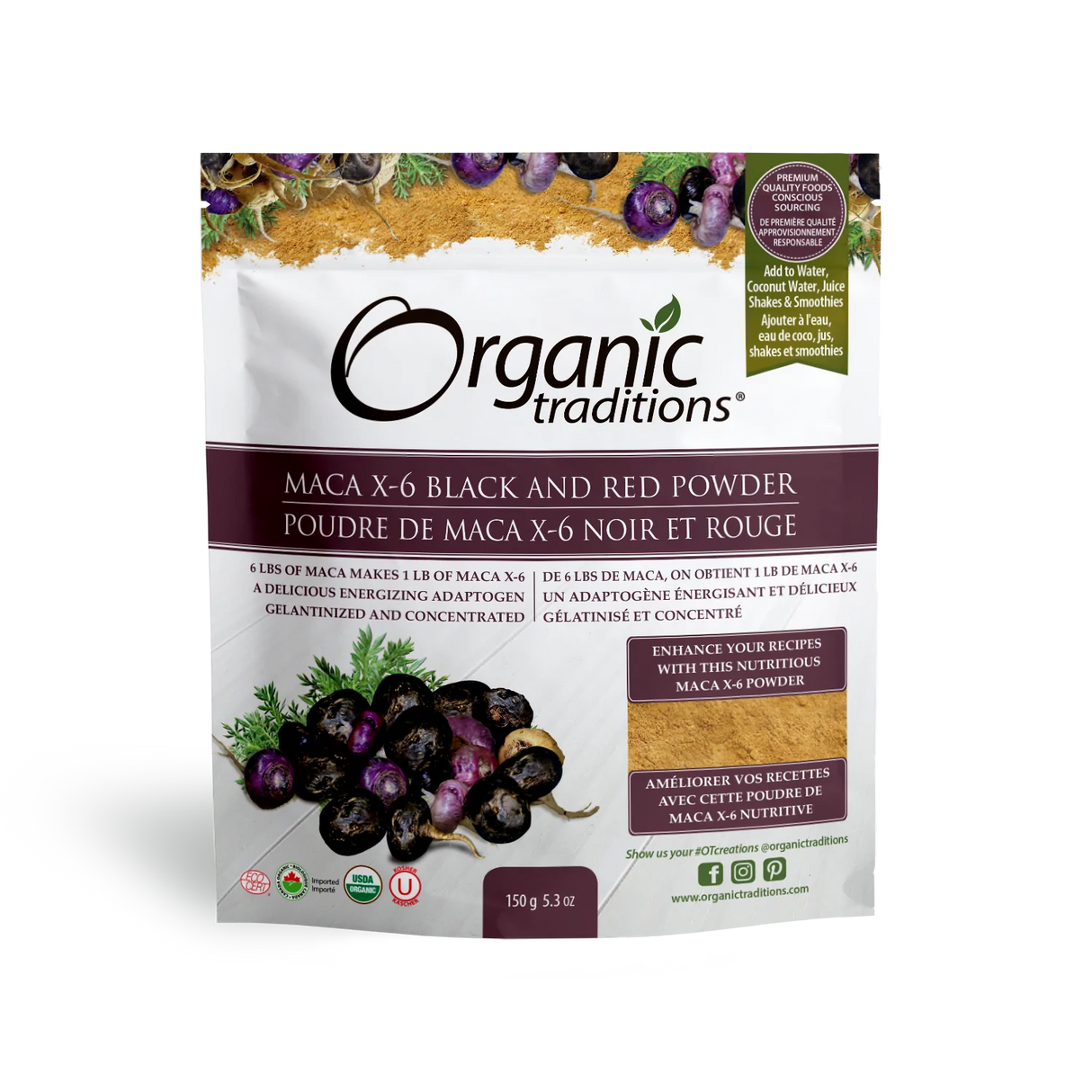 Organic Traditions - Poudre de Maca X6 noire et rouge - 150 g