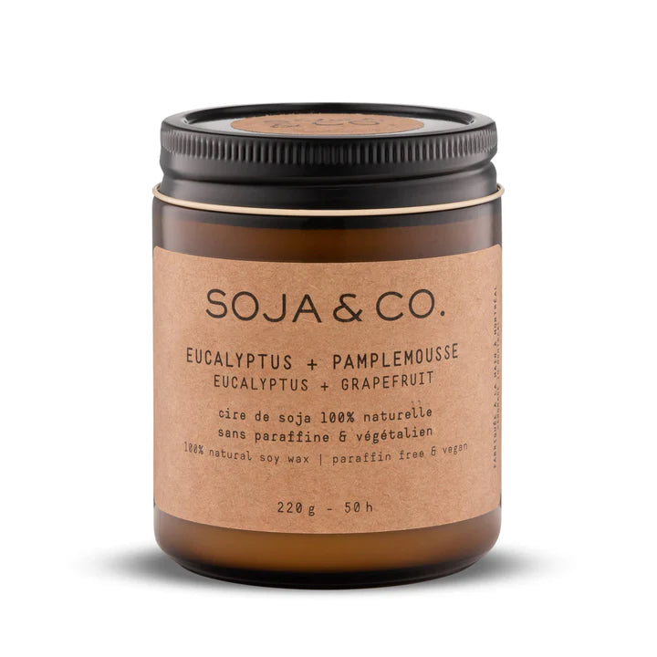 Soja&Co - Bougies 100 % cire de soja naturelle 227 g - Eucalyptus et pamplemousse