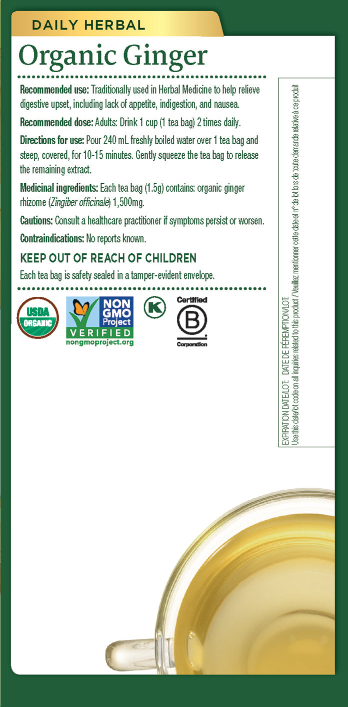 Traditional Medicinals - Ginger Herbal Tea - 16 tea bags