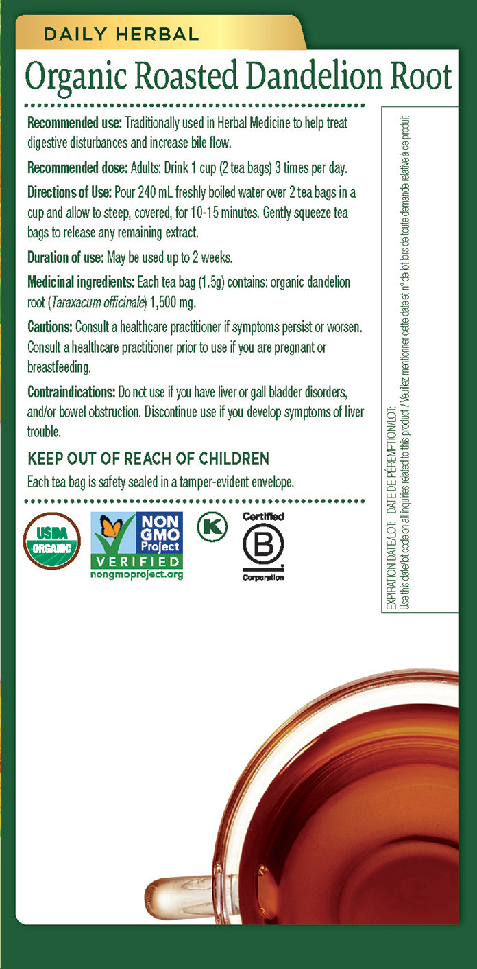 Traditional Medicinals - Roasted Dandelion Root - 16 tea bags