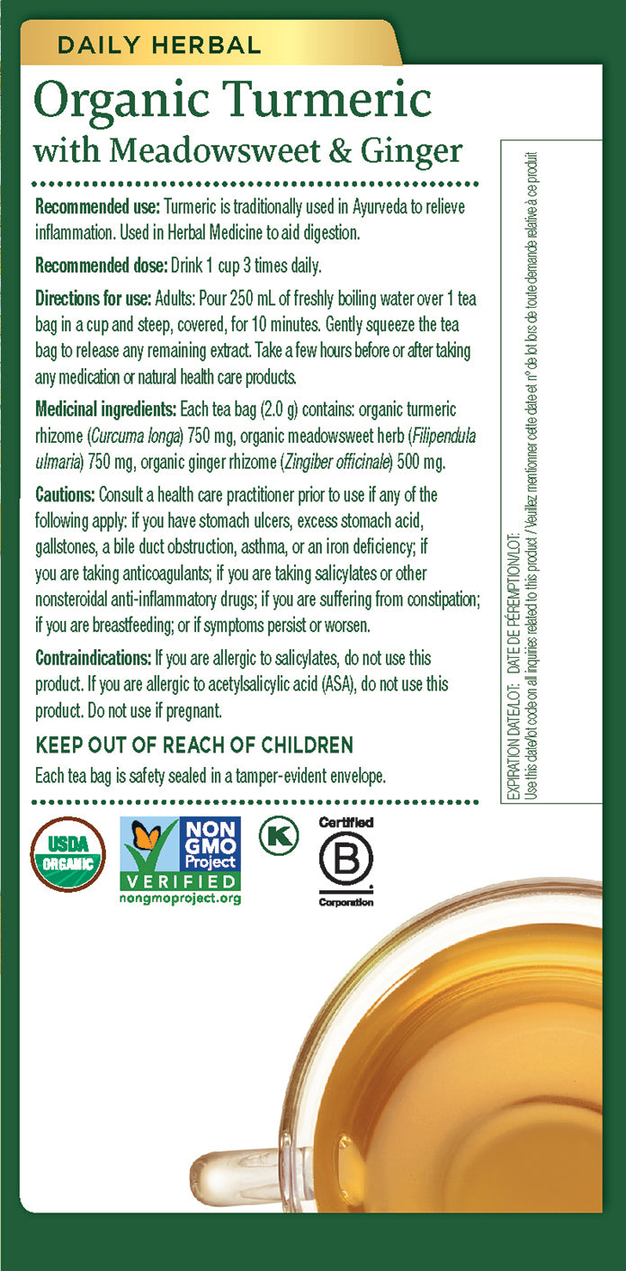 Traditional Medicinals - Turmeric with Meadowsweet & Ginger - 16 tea bags