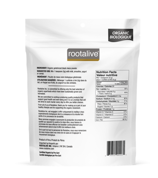 Root Alive Black Maca Powder Gelatinized 200g