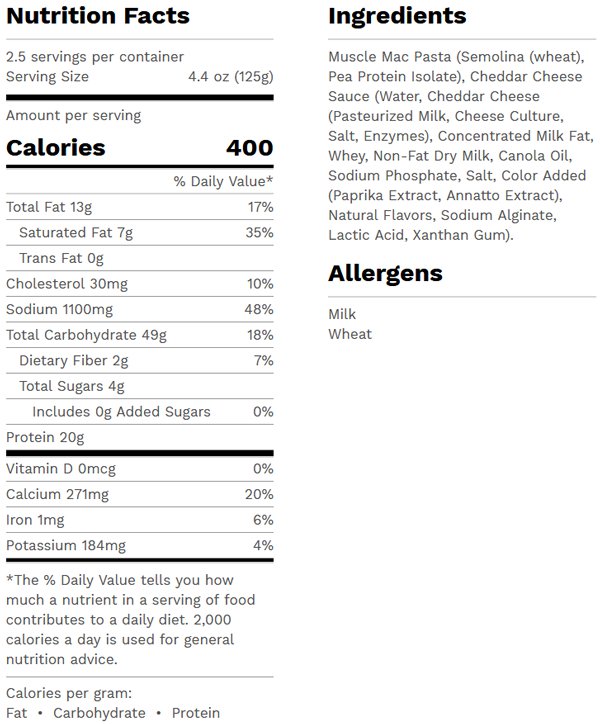 Muscle Mac - High Protein Deluxe Shell & Cheese - 312g