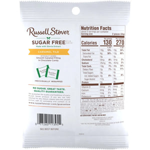 Russell Stover - Sugar Free Chocolate Caramel Tile with stevia - 85g