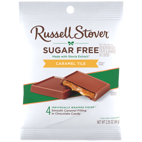 Russell Stover - Sugar Free Chocolate Caramel Tile with stevia - 85g