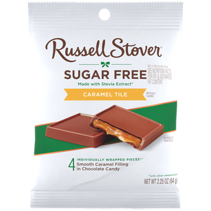 Russell Stover - Sugar Free Chocolate Caramel Tile with stevia - 85g