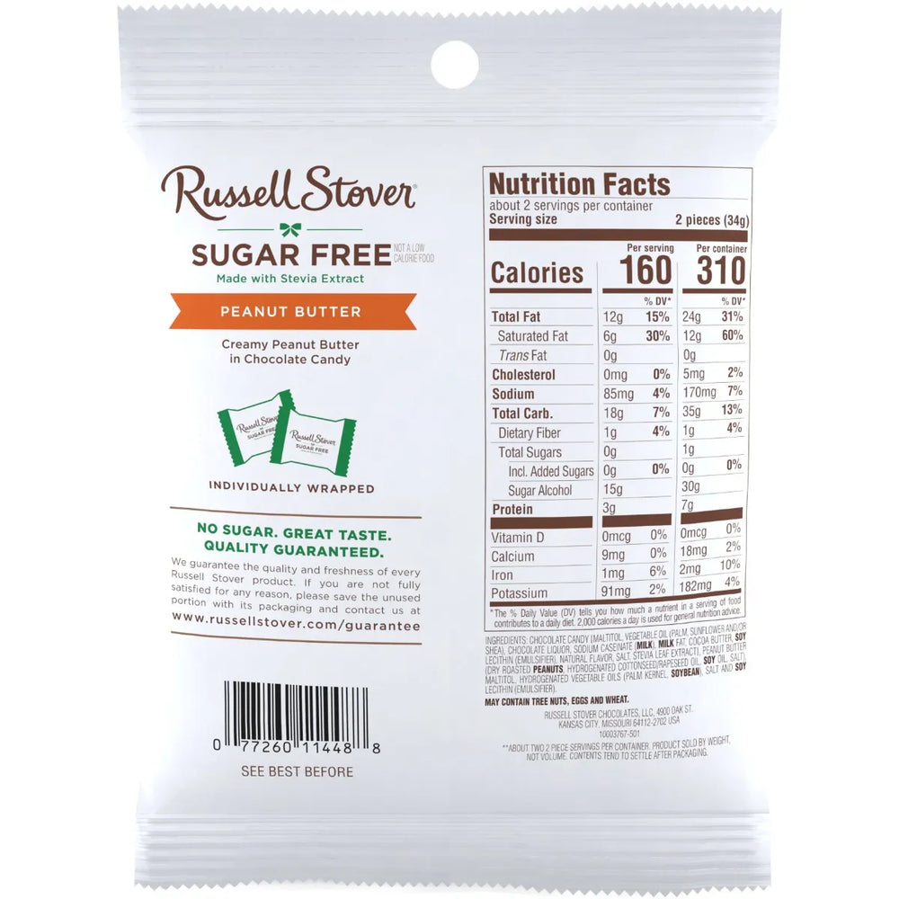 Russell Stover - Sugar Free Chocolate Peanut Butter with Stevia - 85g