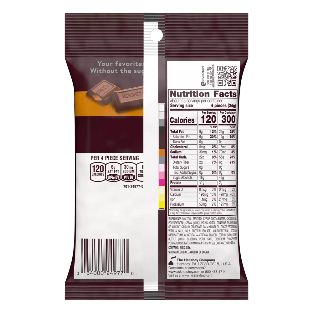 Hershey's - Bonbons au chocolat sans sucre avec caramel - 85 g