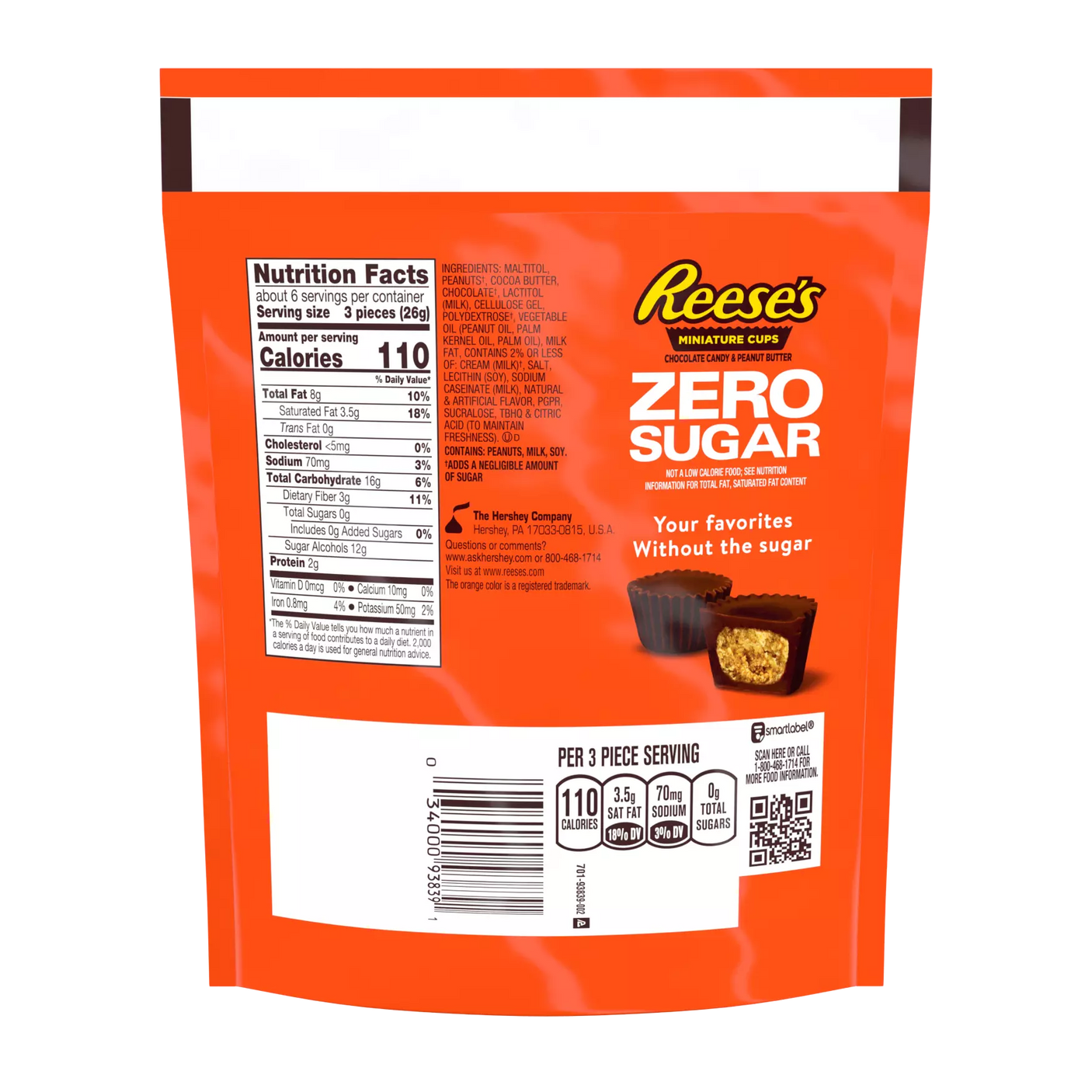 Reese's - Mini-tasses de chocolat sans sucre - 142 g