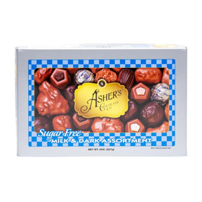 Asher's Chocolates - Sugar Free Chocolate Candy Milk and Dark Chocolate Assortment - 8oz