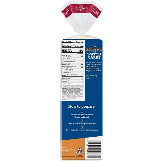 Aunt Millie's- Live Smart Carb English Muffins - 298g