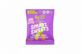 Purple package of Smart Sweets Sour Gummy Worms with colorful gummy worms visible on a white background.