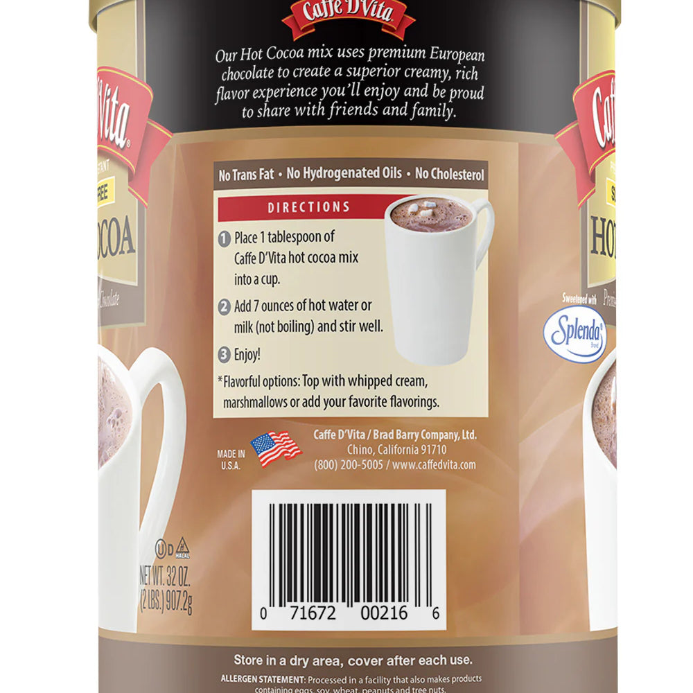 Caffe D'Vita - Premium European Sugar Free Hot Cocoa - 10oz