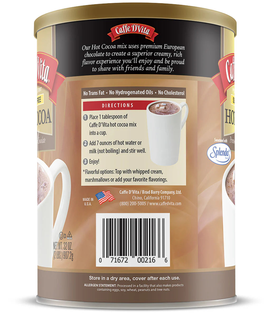 Caffe D'Vita - Premium European Sugar Free Hot Cocoa - 32oz