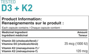 Tested Nutrition - Vitamin D3+K2 - High Potency 240 SoftGels
