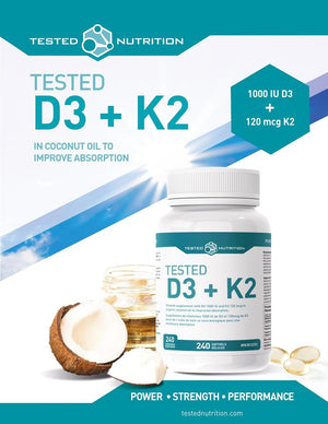 Tested Nutrition - Vitamin D3+K2 - High Potency 240 SoftGels
