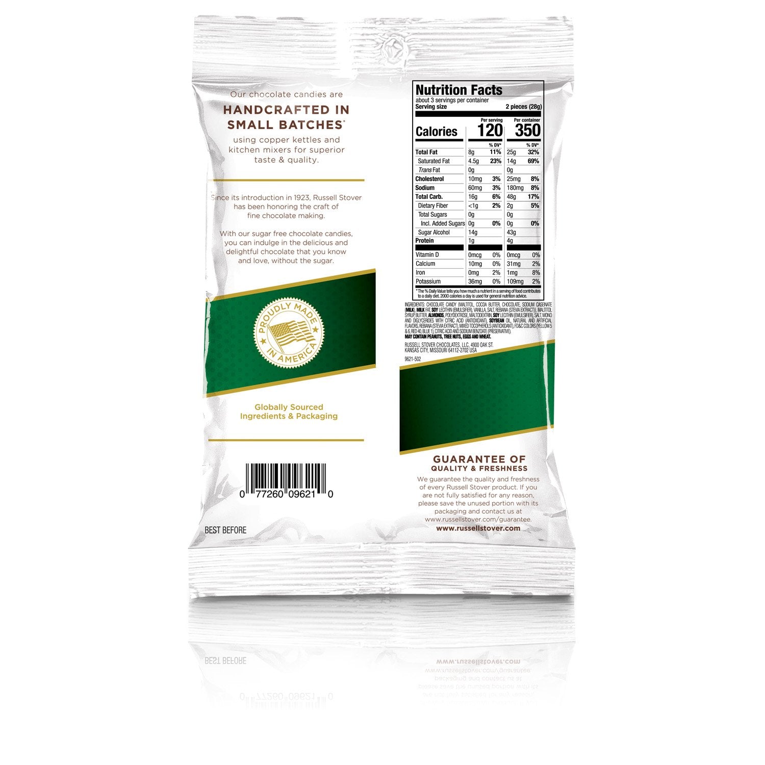 Russell Stover - Sugar Free Chocolate Toffee with Stevia - 85g