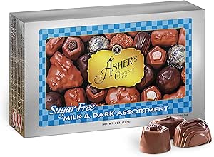 Chocolats Asher's - Assortiment de bonbons au chocolat sans sucre, chocolat au lait et chocolat noir - 227 g