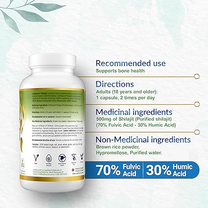 Source de feuilles - Shilajit avec acide humique et fulvique - 120 gélules végétales