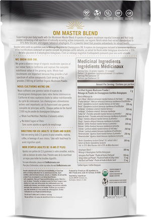 OM Mushroom Superfood - Mélange Master Blend de poudre de champignons biologiques certifiés - 54 g