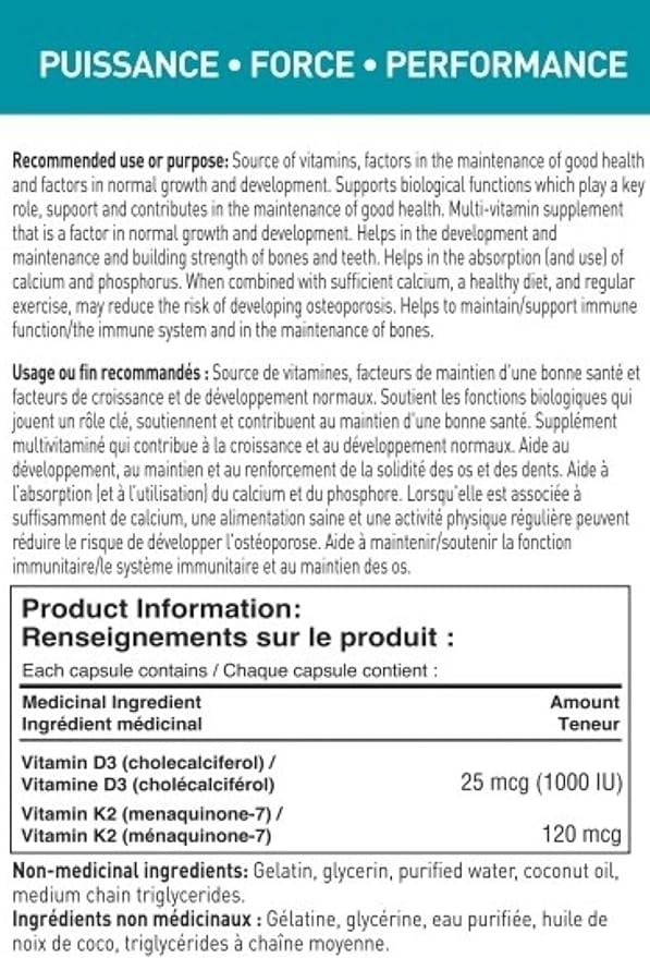 Tested Nutrition - Vitamin D3+K2 - High Potency 240 SoftGels