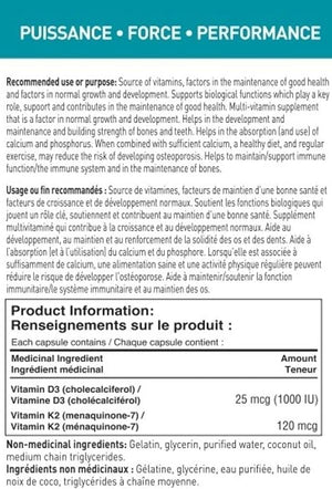 Tested Nutrition - Vitamin D3+K2 - High Potency 240 SoftGels