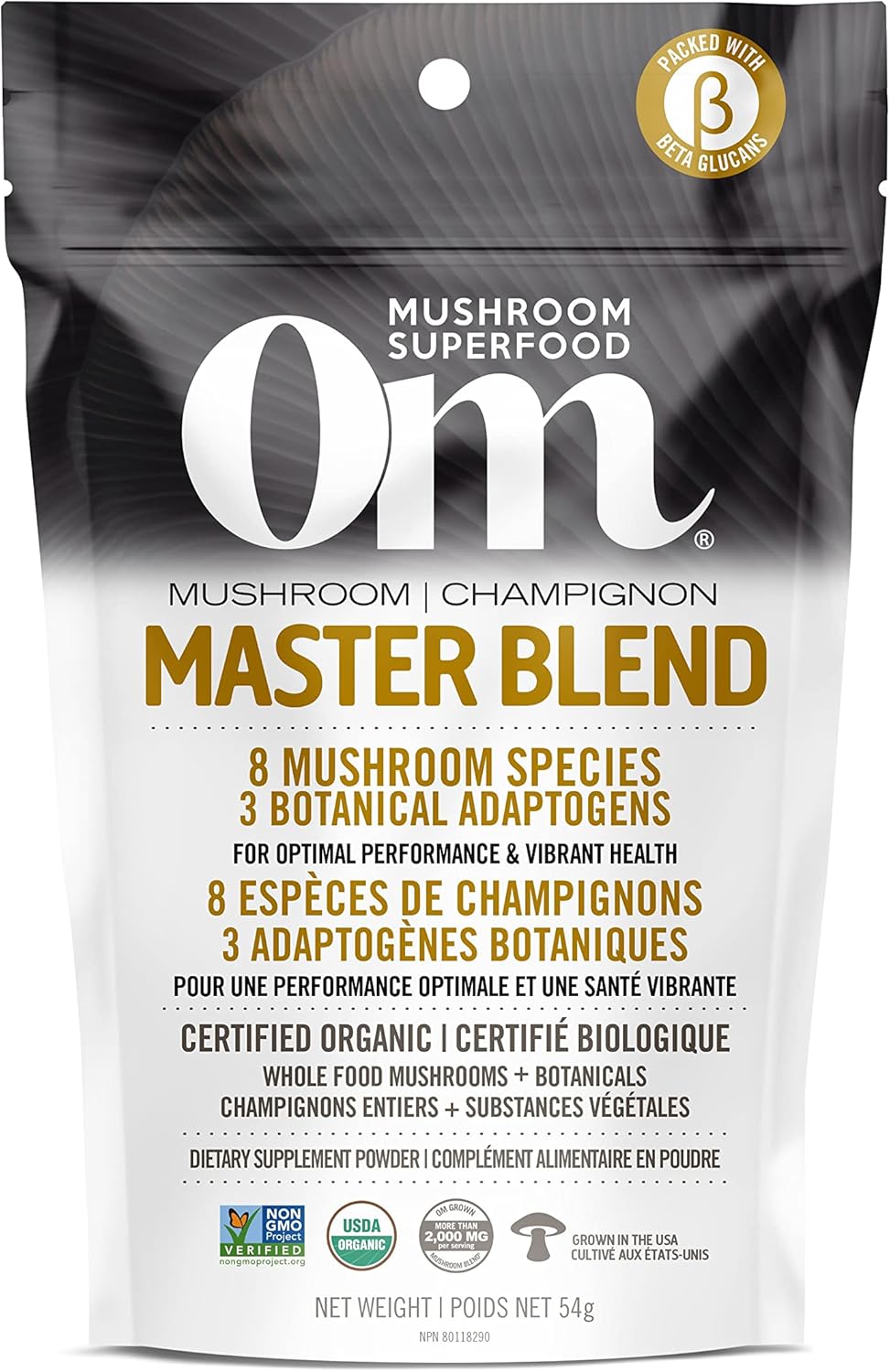 OM Mushroom Superfood - Mélange Master Blend de poudre de champignons biologiques certifiés - 54 g