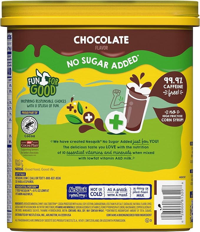 Nestle - Nesquik Chocolate Powder No Sugar Added - 16 oz