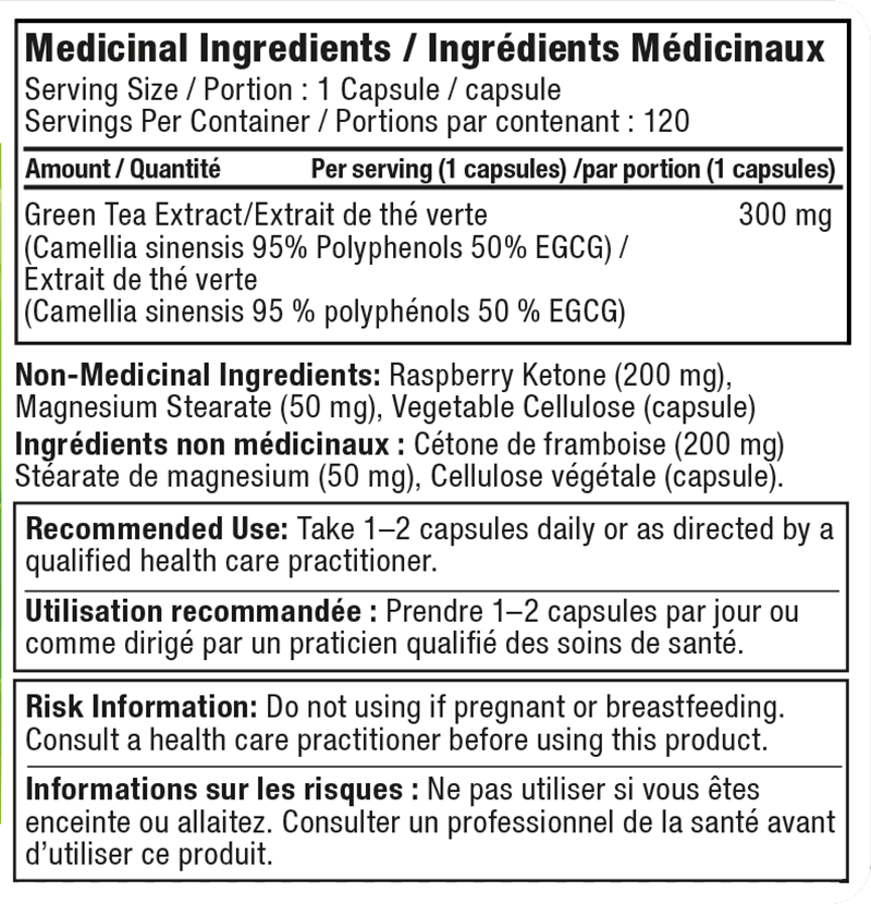 Alora Naturals -  Green Tea with Raspberry Ketones - 120Vcaps