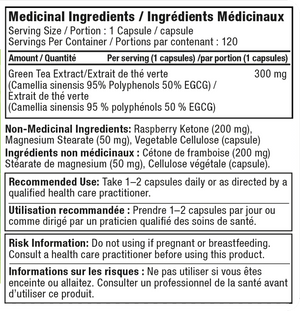 Alora Naturals -  Green Tea with Raspberry Ketones - 120Vcaps