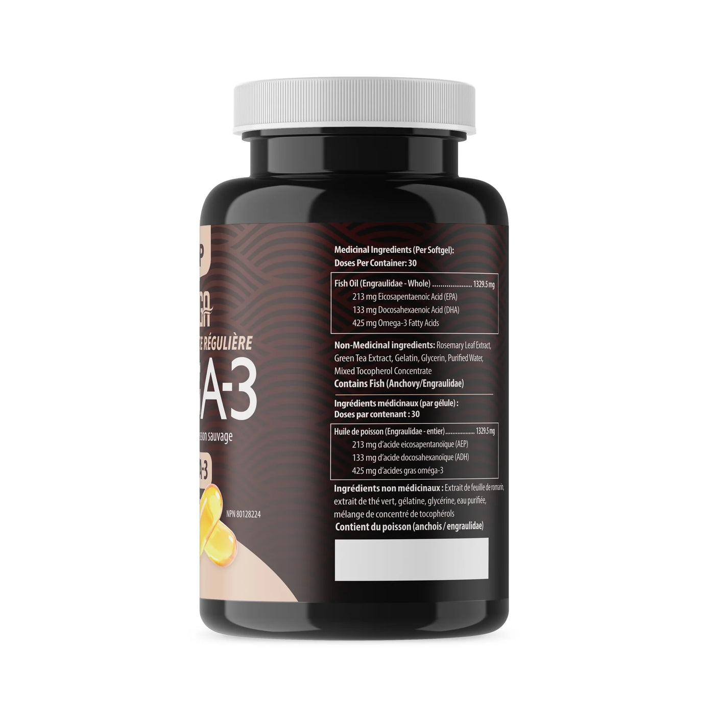 AquaOmega - Huile de poisson sauvage à concentration normale - 240 capsules molles