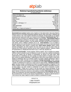 ATP Lab Enzymatik Control 180caps Medicinal ingredients