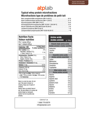 ATP Lab Grass Fed Whey 900g nutrition facts Organic Dark Chocolate flavor