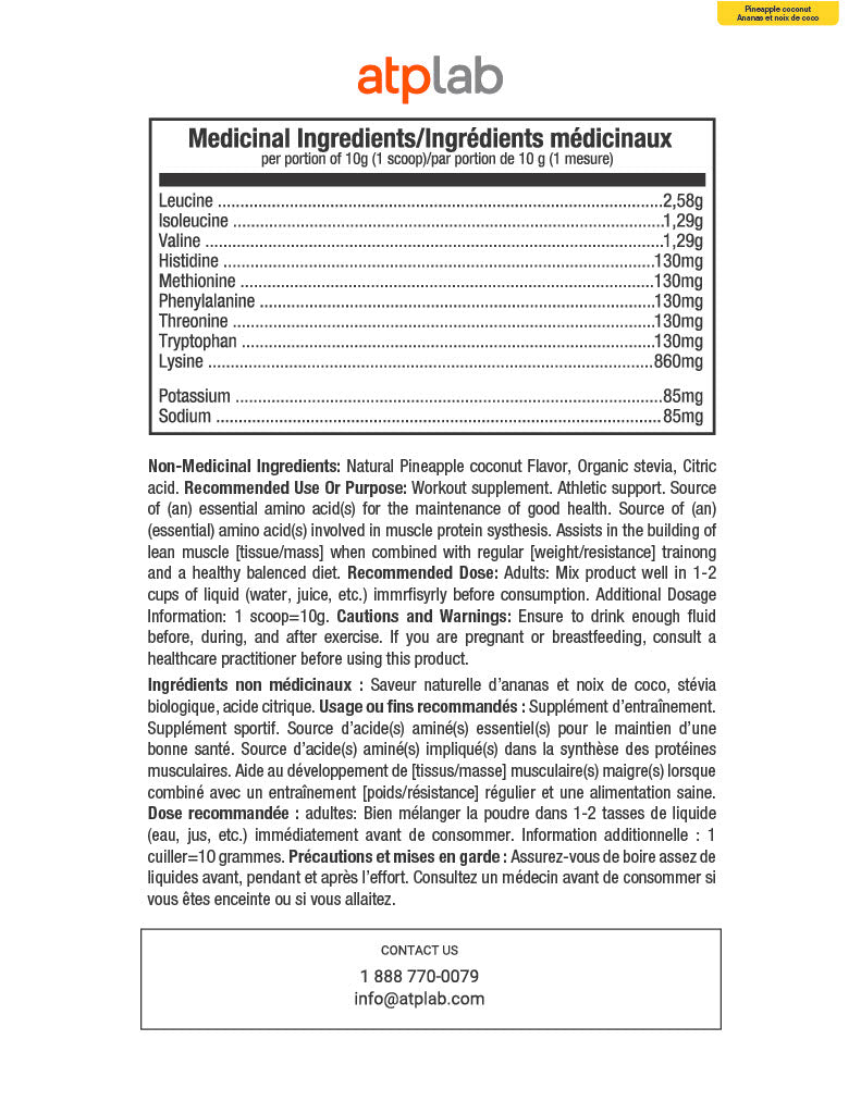 ATP Lab Pure EAA 300g medicinal ingredients Pineapple Coconut flavor