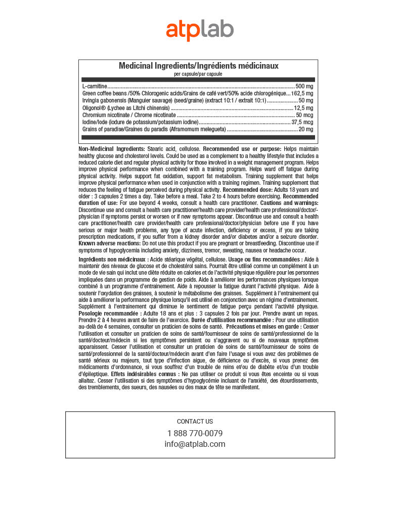 ATP Lab Synerslim 180caps medicinal ingredients