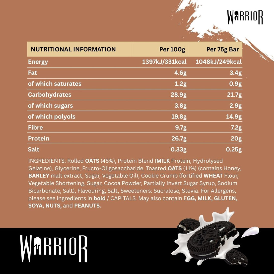 Warrior - Barres protéinées crues - 12 x 75 g