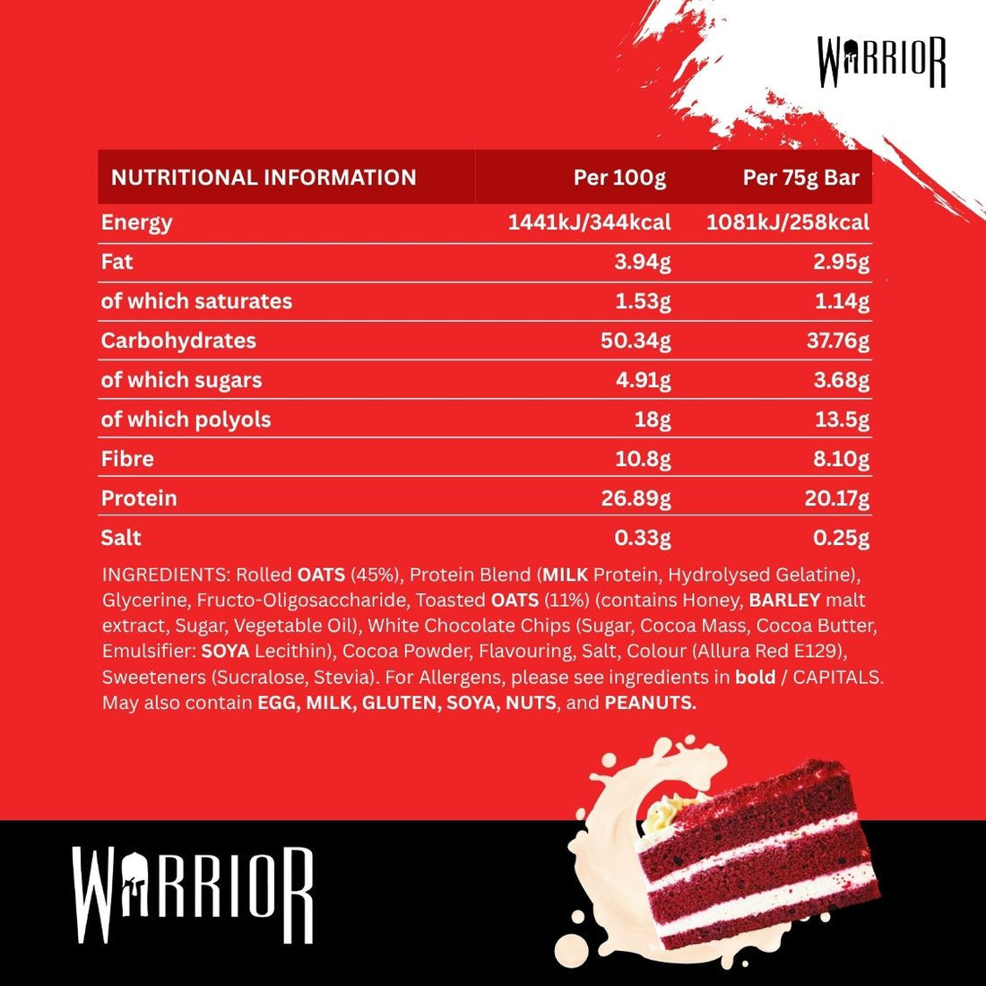 Warrior - Barres protéinées crues - 12 x 75 g