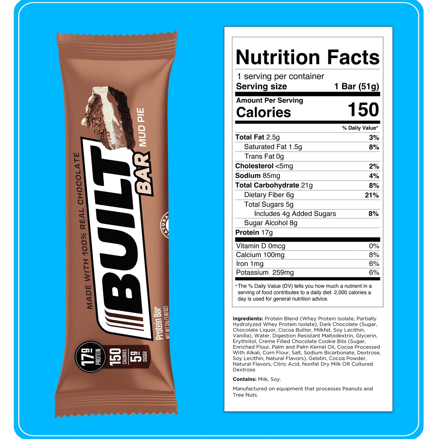 Built Protein Bar - 100% Real Chocolate - Zero Guilt 49g