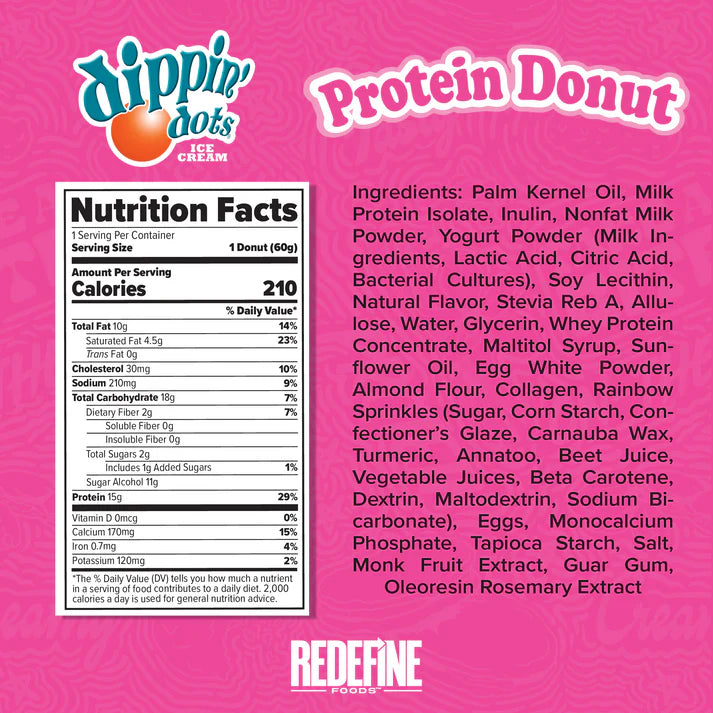Redefine Foods Protein Donut – Single Unit (15g Protein, Low Sugar Snack)