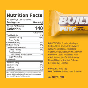 Built Bar Puffs Canada - Salted Caramel Protein Bar 40g - Nutrition Facts
