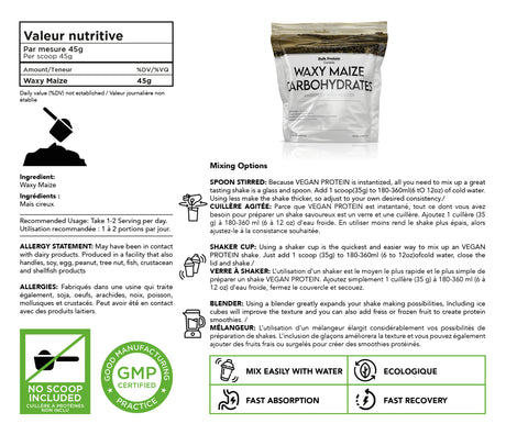 Bulk Protein Canada - Waxy Maize Carbohydrate - 100% Premium Canadian Powder