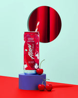 Alaaii Cherry Slush energy drink can with cherries on a red and blue background