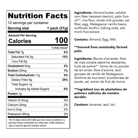 ChocZero - Zero Sugar Dunkies Sandwich Cookies Vanilla - Nutrition Facts
