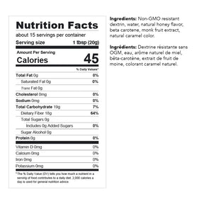 ChocZero - Zero Sugar Keto Honey - Nutrition Facts