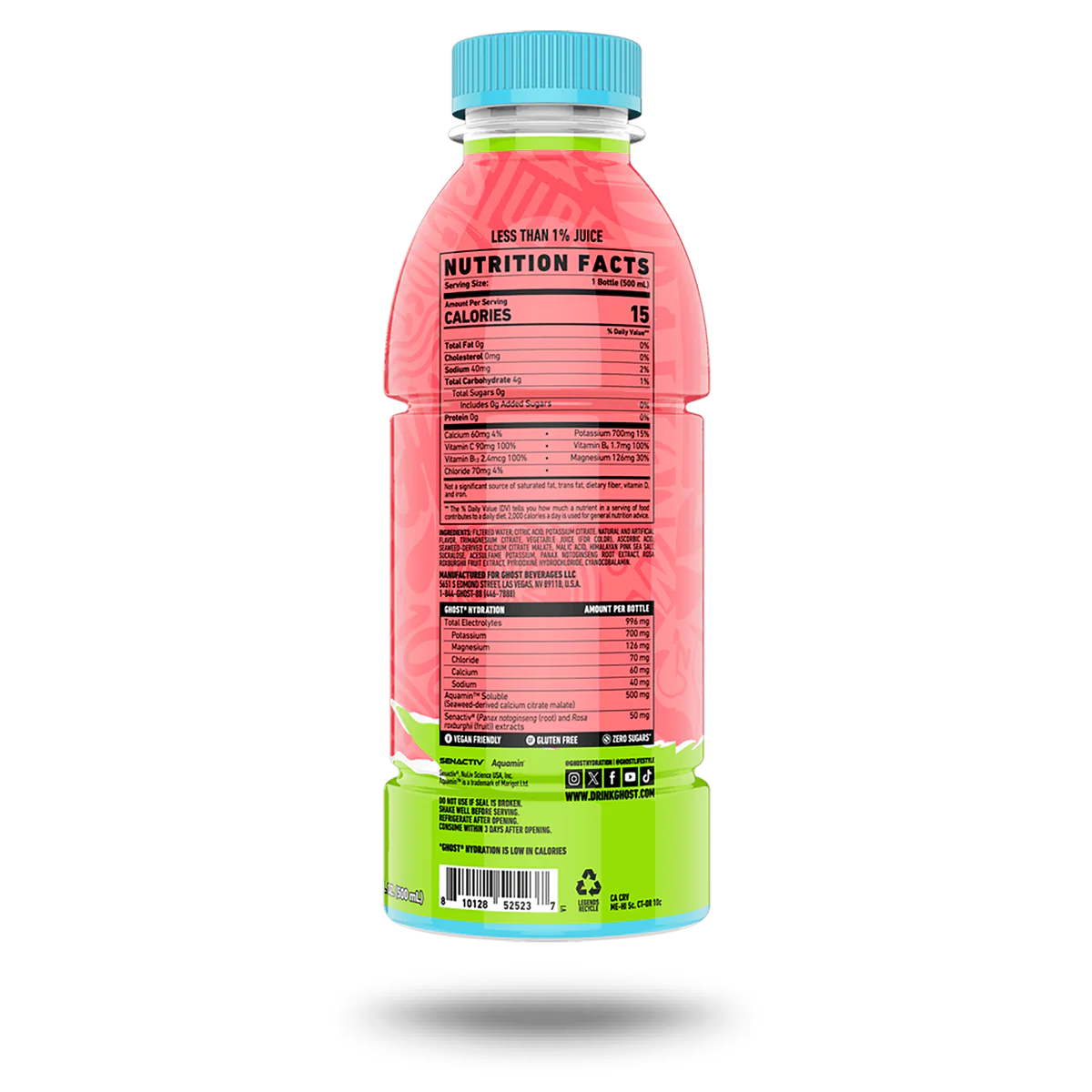 GHOST - Hydration Drink Zero Caffeine 500ml - Pak 12