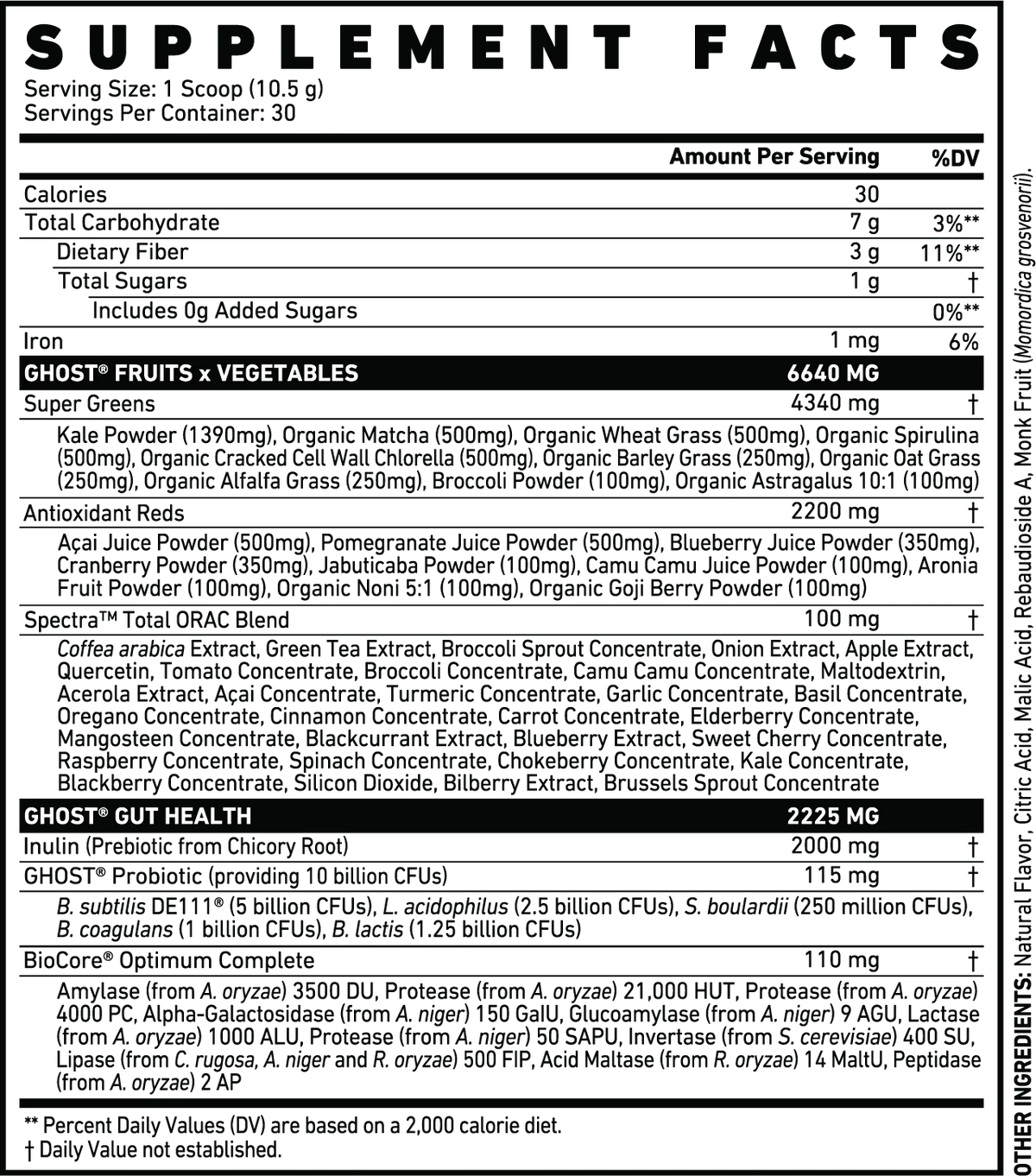 Poudre de super-aliments verts Ghost - 30 portions