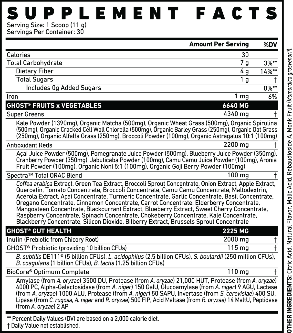 Poudre de super-aliments verts Ghost - 30 portions