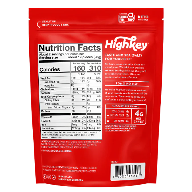 HighKey Snacks - Craquelins à la farine d'amande - 57 g