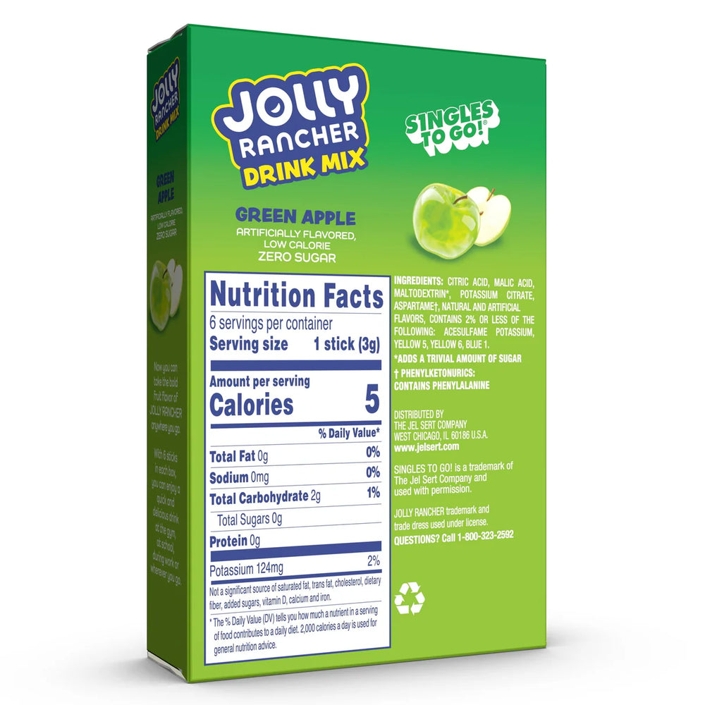 Jolly Rancher - Zero Sugar Singles To Go Drink Mix - Pak 6