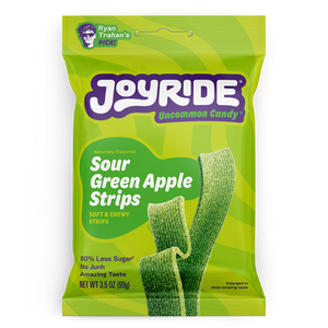 Joyride Sour Green Apple Strips low sugar sour candy in a 3.5 oz bag